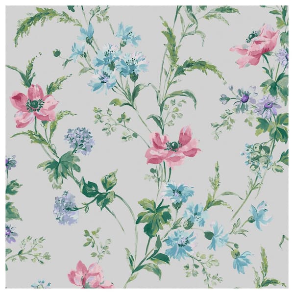 Laura Ashley Poppy Meadow Pale Violet Purple Wallpaper Sample