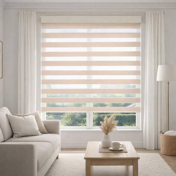 Zero balance cream Gildora 5個セット Beige Cordless No-Drill Polyester Light-Filtering Zebra Roller