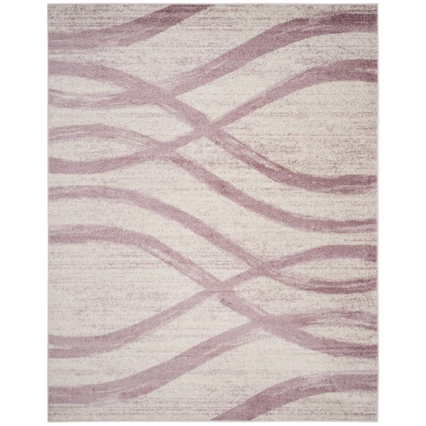 Adirondack 11 ft. x 15 ft. Cream/Purple Waves Area Rug