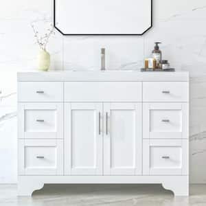 Agnea 48 in. W. x 21 in. D x 35 in. H Single Sink Freestanding Bath Vanity in Matte White with White Qt.Top