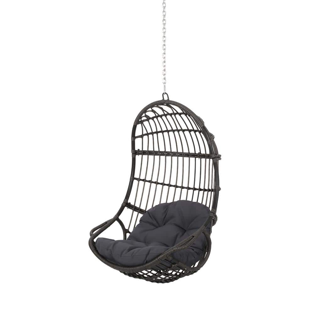 Outdoor Basket Shape Wicker Porch Swing with 8 ft