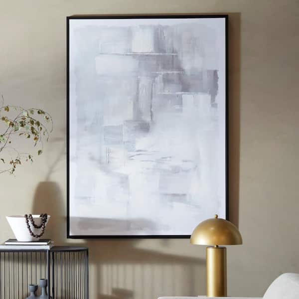 Litton Lane 1- Panel Abstract Framed Wall Art with Black Frame 65 in. x 47 in.