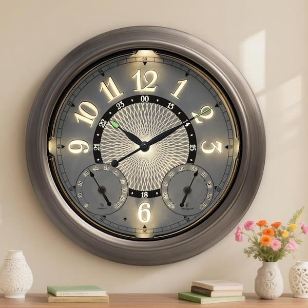Outdoor Clock with Thermometer LINBQ227 - The Home Depot