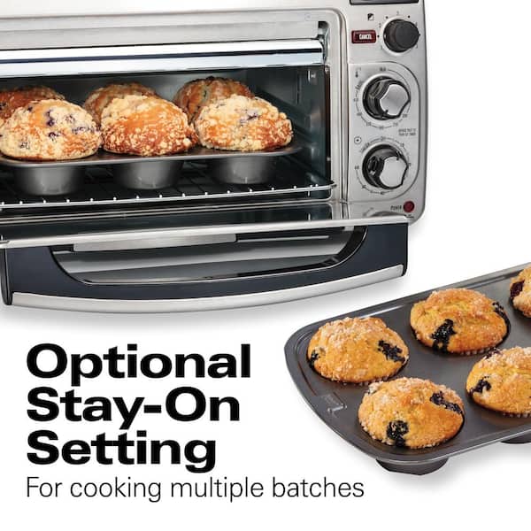 2 in 1 1450 W 4-Slice Silver Stainless Steel and Black Toaster Oven with 2-Slice Toaster Slots