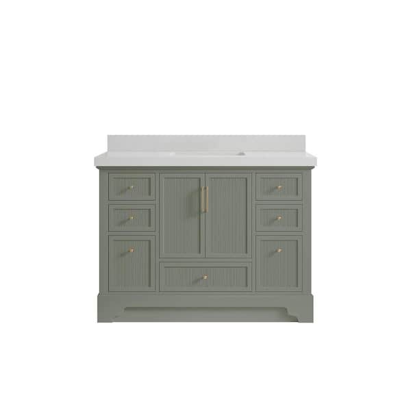 Willow Collections Alys 48 in. W x 22 in. D x 36 in. H Single Sink Bath Vanity in Evergreen with 2" Carrara Quartz Top