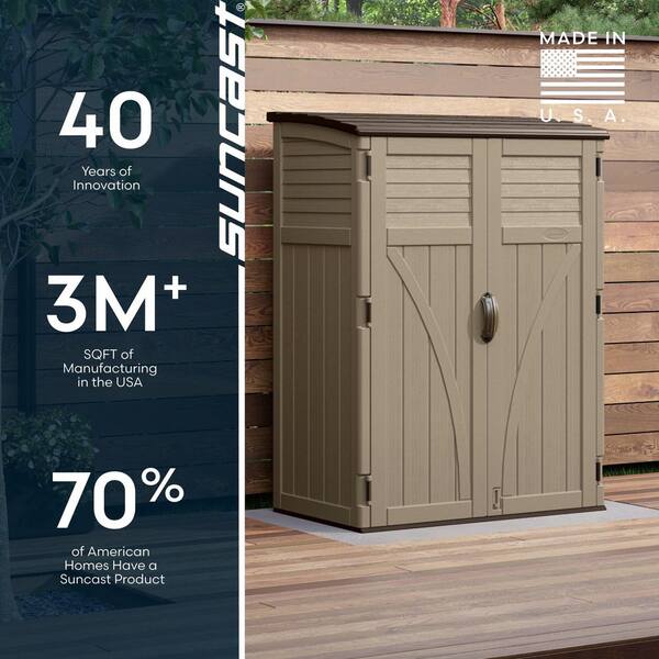 Suncast 54 Cubic Feet Vertical Storage Shed With Durable Plastic Construction & Simple Deluxe Heavy Duty 5-Shelf Shelving Unit 1250Lb Capacity, 29.92" D X 13.98" W X 62.99" H