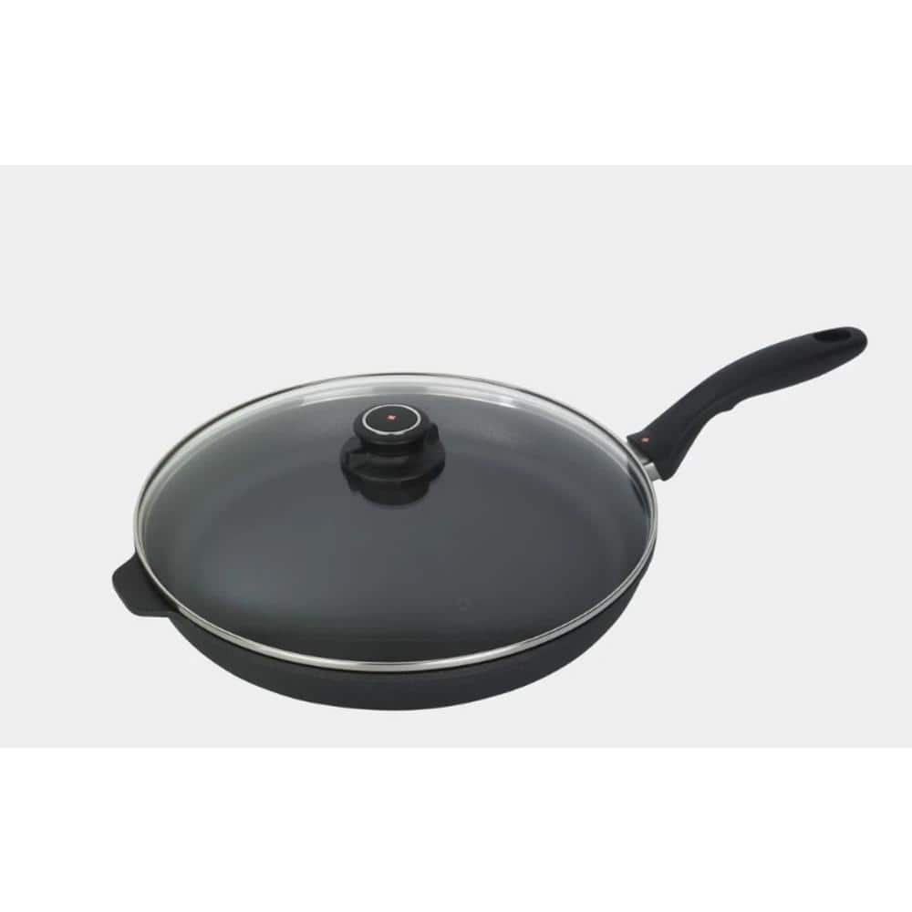 Black Aluminum Non-stick Fry Pan with Lid, 12.5 inches