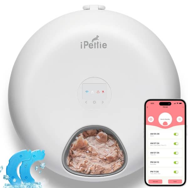iPettie Donuts Frost Wi-Fi 6 Meal Automatic Dog/Cat Food Feeder with App Control, 2 Ice Packs, Timer, Holds 6 x 1/2 lbs. of Food
