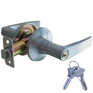 Satin Nickel Light Commercial Duty Entry Door Handle Lock Set with 2 Keys