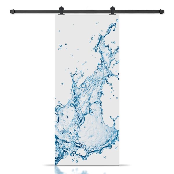 CALHOME 24 in. x 96 in. Artisan Print Series Splash MDF Modern Interior Sliding Barn Door with Hardware Kit