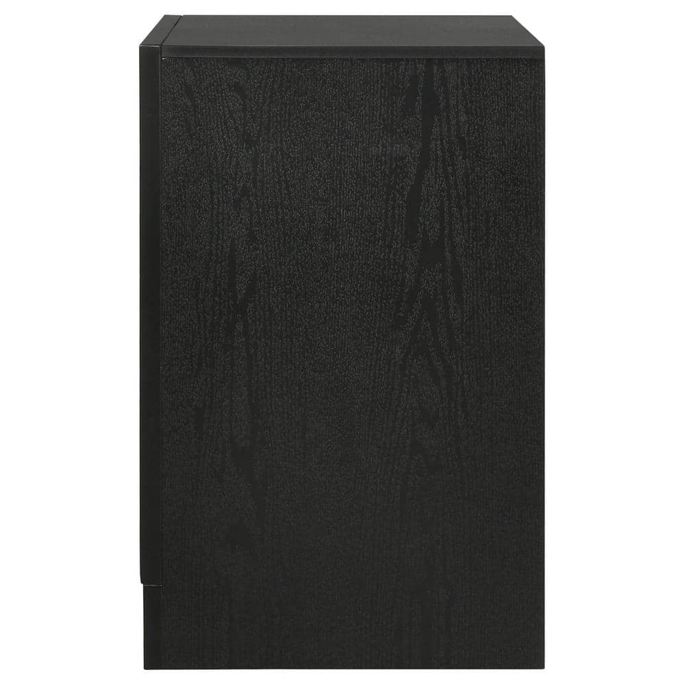 Contemporary Black 2-Drawer Nightstand with Rhinestone Handles