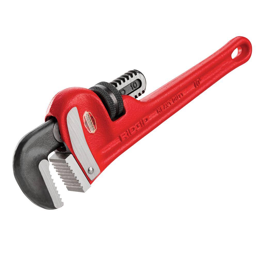 RIDGID 10 In Straight Pipe Wrench For Heavy Duty Plumbing Sturdy 