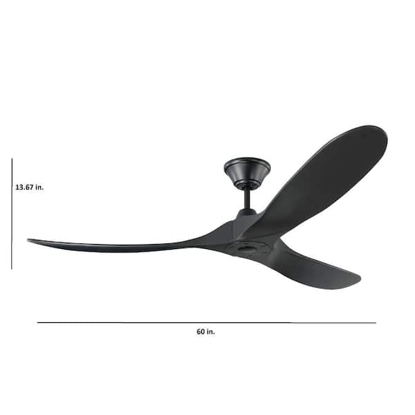 Monte Carlo Maverick 60-in Matte black Indoor/Outdoor Ceiling Fan with Remote (3-Blade)