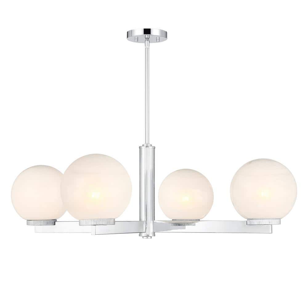 チページ　qm TUXEDO PARK LIGHTING 38 in. W x 12 in. H 4-Light Chrome Modern