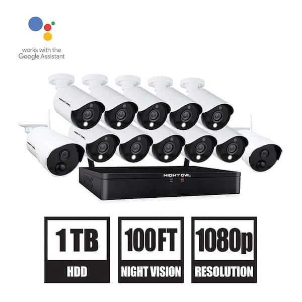 Night Owl 20-Channel 1080p HD Hybrid Wired + Wireless 1TB DVR Security Surveillance System with 10-Wired and 2-Wireless Cameras
