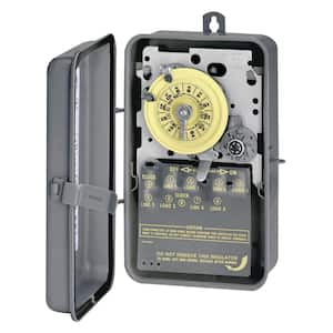 T170 Series 40 Amp 24-Hour Mechanical Time Switch with Skipper and Outdoor Enclosure - Gray