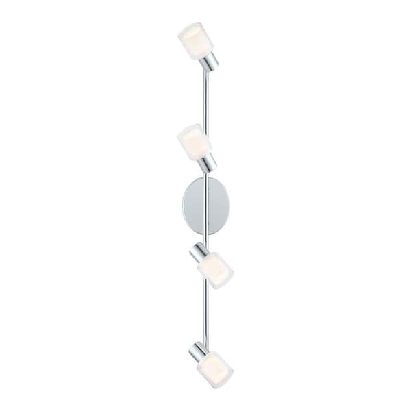 Eglo Salti 2 ft. Chrome Integrated LED Track Lighting Kit with Frosted/Clear Glass Shades