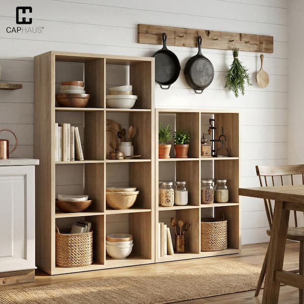 ウェア CUBE CAPHAUS 29 in. H x 56.6 in. W x 14.6 in. D Natural Oak 8-Cube