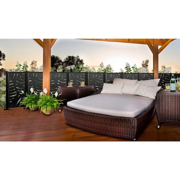 Modinex 4 ft. x 2 ft. Charcoal Gray Decorative Composite Fence Panel in the Cabo Design