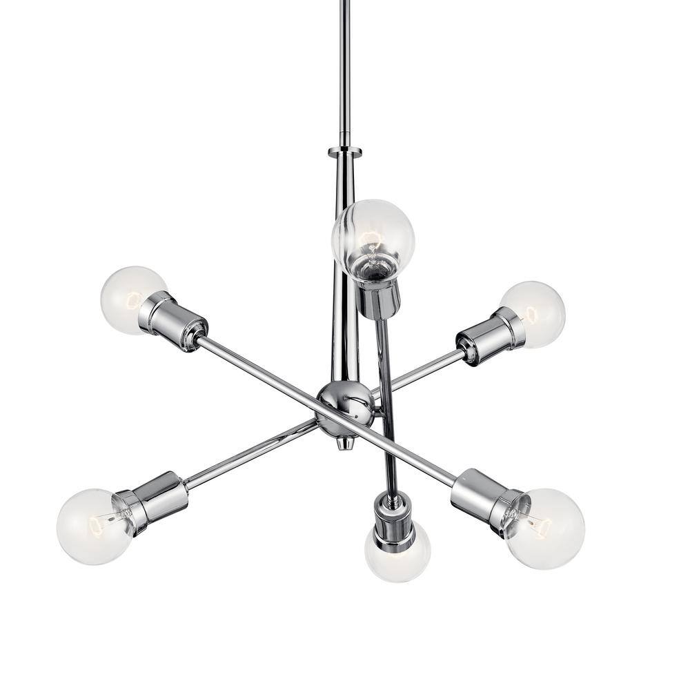 Mini Sputnik 20" Chrome Chandelier with White Ambient Light