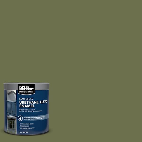 BEHR PREMIUM 1 qt. #AE-36 Shelter Green Semi-Gloss Enamel Urethane Alkyd Interior/Exterior Paint