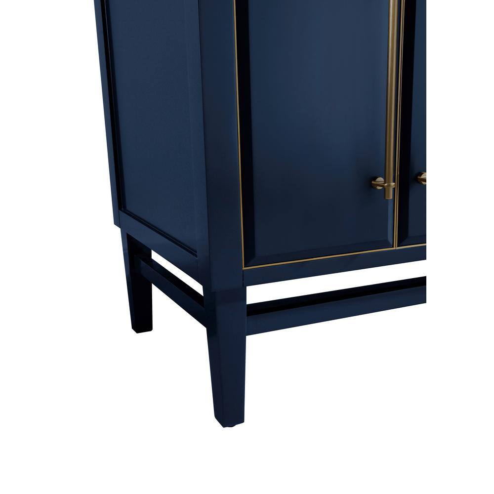 Mason 31" Navy Blue and Gold Solid Wood Vanity with Marble Top