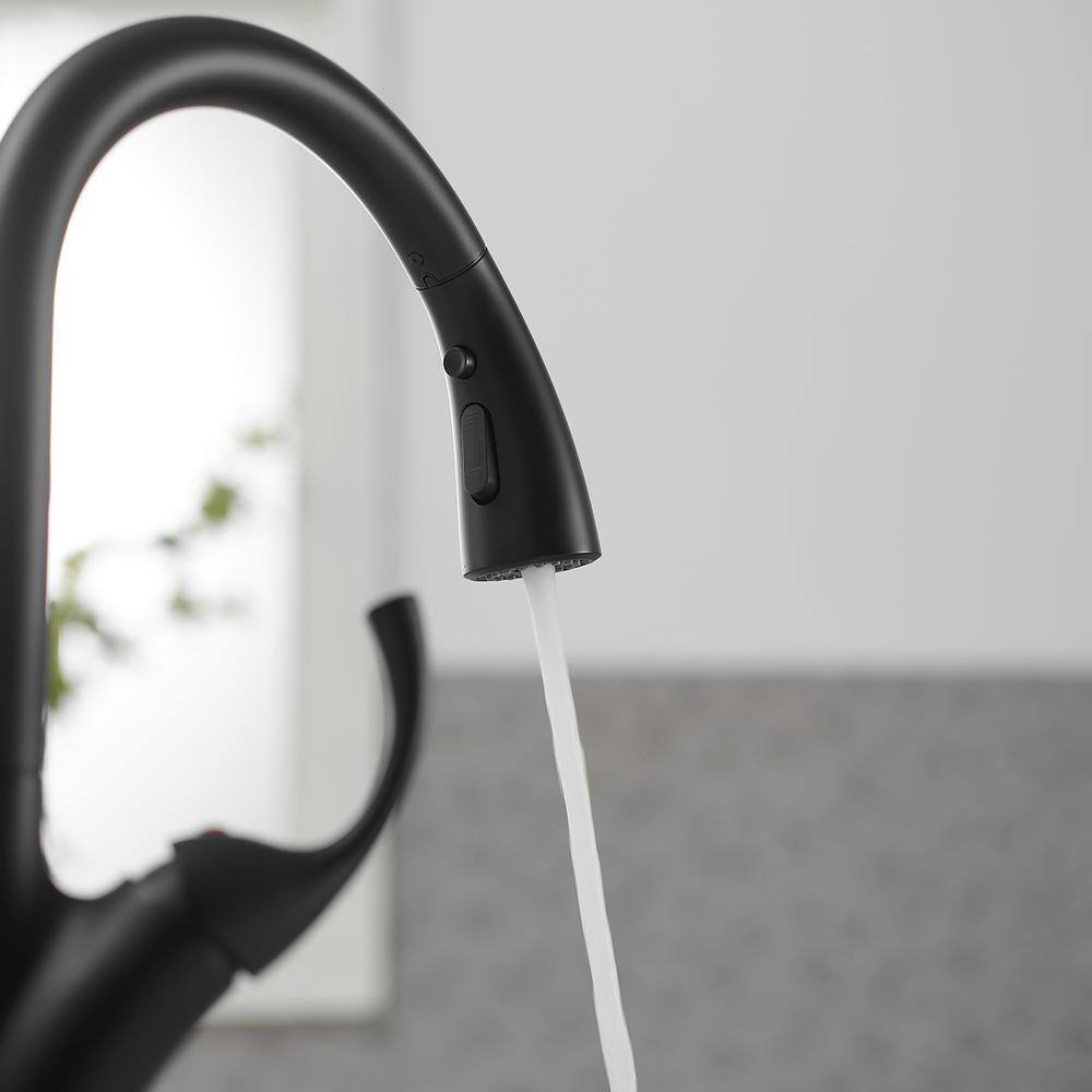Matte Black High-Arc Single Handle Pull-Down Sprayer Kitchen Faucet