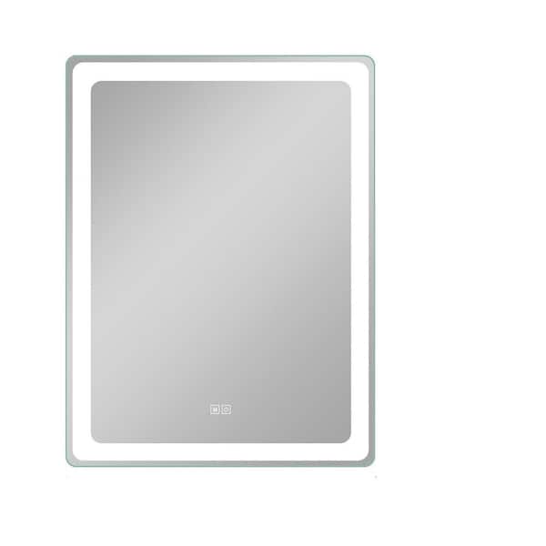 Unbranded 24 in. W x 32 in. H Large Rectangular Frameless Anti-Fog Wall Lighted Bathroom Vanity Mirror in Silver