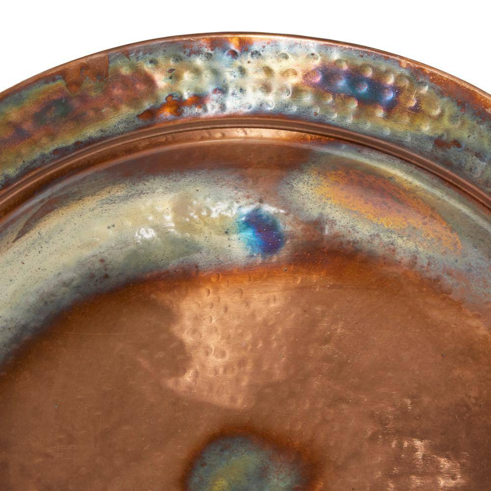 Copper Round Geometric Sculpture with Black Stand