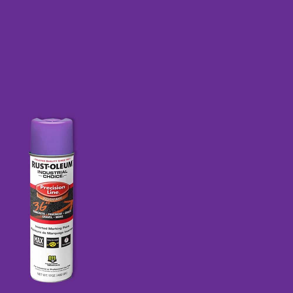 Industrial Choice Rust-Oleum 1869838-12PK Inverted Water-Based Marking Spray Paint, 17 oz, Fluorescent Purple, 12 Pack