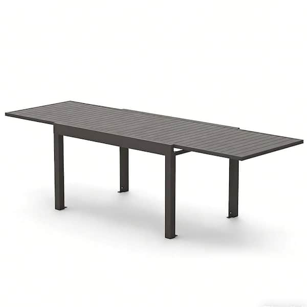 106 in. Rectangular Tabletop Wood Outdoor Dining Table with Extension ...