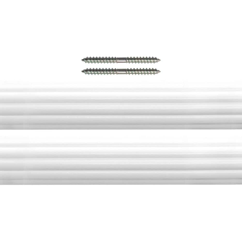Mix and Match 1-3/8 in. dia. Wood Single Curtain Rod White - 8 FT (96 in.)
