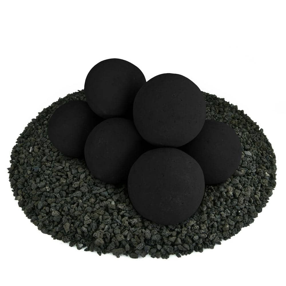 5 in. Set of 8 Ceramic Fire Balls in Midnight Black