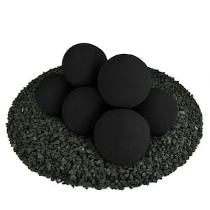 5 in. Set of 8 Ceramic Fire Balls in Midnight Black