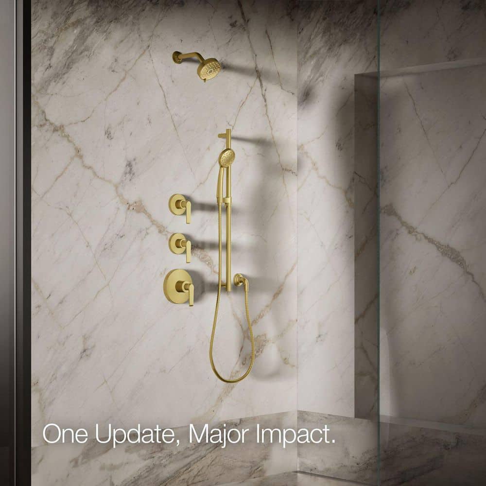 Vibrant Brushed Moderne Brass Wall Mounted Showerhead