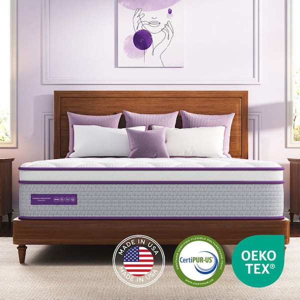 Full Size Medium Firm Memory Foam 5-Zone Hybrid Innerspring Euro Top 8 in. Bed-in-a-Box Mattress