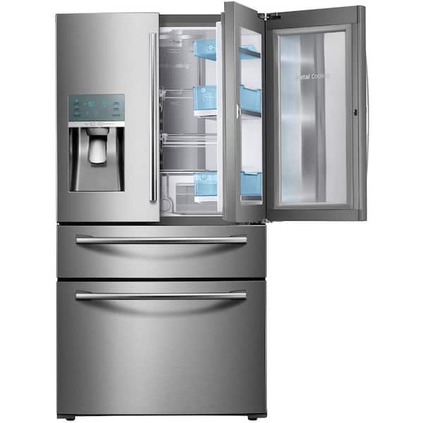 Samsung 22.4 cu. Ft. Food Showcase 4-Door French Door Refrigerator in Stainless Steel, Counter Depth