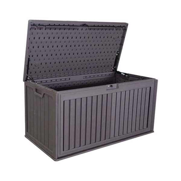 Unbranded 100 Gal. Plastic Outdoor Storage Deck Box Waterproof Patio Storage Box Lockable Storage Containers