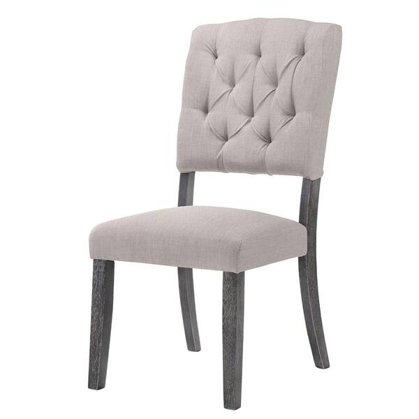 Acme Furniture Fabric and Weathered Gray Oak Bernard Side Chair 