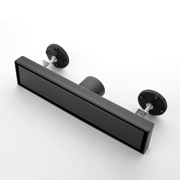 12 in. Linear Shower Drain with Leveling Feet in Matte Black