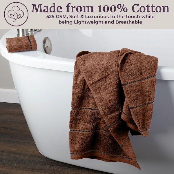 Lavish Home 6-Piece Chocolate Luxury Quick Dry 100% Cotton Bath