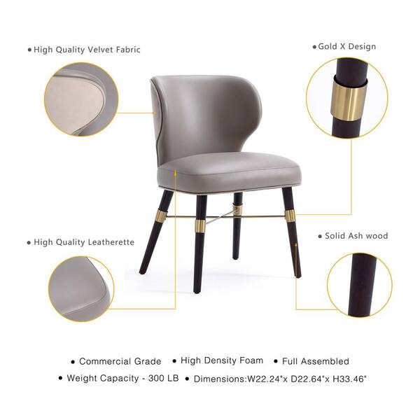 Manhattan Comfort Modern Strine Dining Chair Upholstered in Velvet and Leatherette with Solid Wood Legs in Dark Taupe Manhattan Comfort Modern Strine Dining Chair Upholstered in Velvet and Leatherette with Solid Wood Legs in Dark Taupe