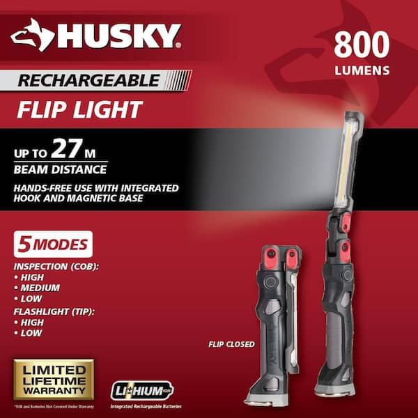 Husky 800 Lumen Rechargeable Folding Flip Flashlight PVL-WLT-0007