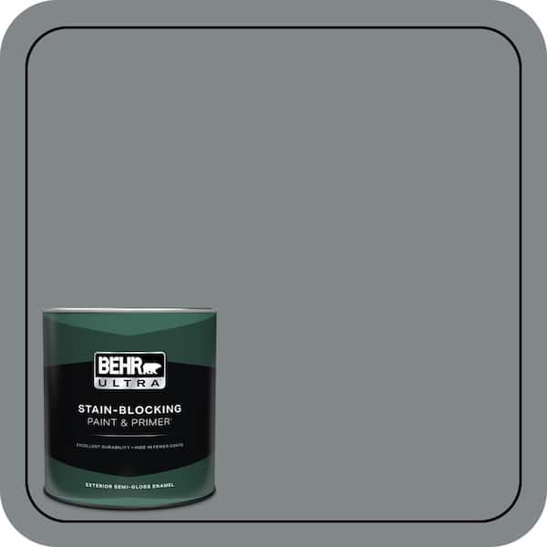BEHR ULTRA 1 qt. #N500-5 Magnetic Gray color Semi-Gloss Enamel Exterior Paint & Primer