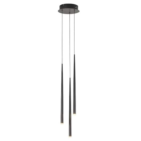 UMEILUCE 3-Lights Triac Dimmable Integrated LED Black Chandelier for Dining Room Kitchen Island, 3000K Warm Light