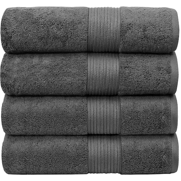 6-Piece Luxury Cotton Bath Towel Set, 56"L x 34"W - Dark Grey