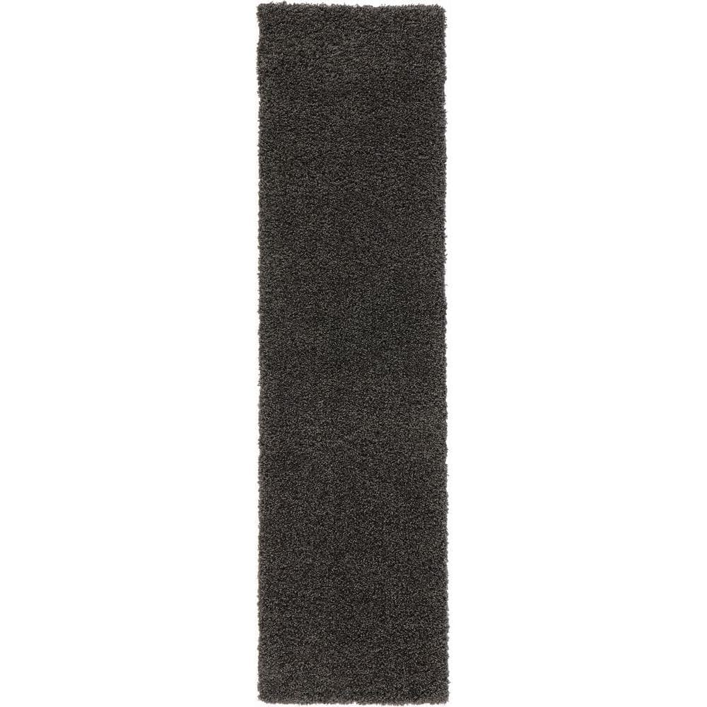 Shaggy Dark Gray 2 ft. x 7 ft. Runner Rug