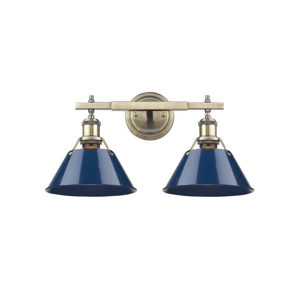 Orwell AB 2-Light Aged Brass Bath Light with Navy Blue Shade price history on PriceWatchPro