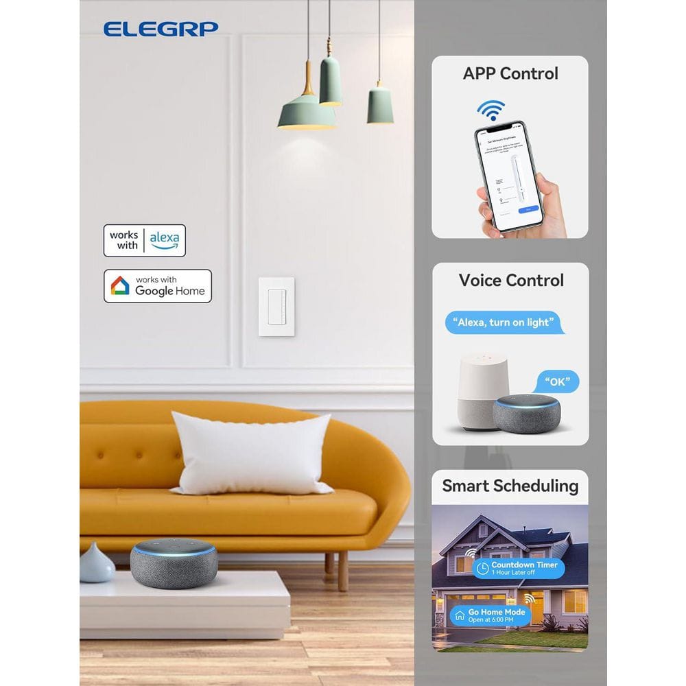 White Thermoplastic Smart Dimmer Light Switch with Matte Finish