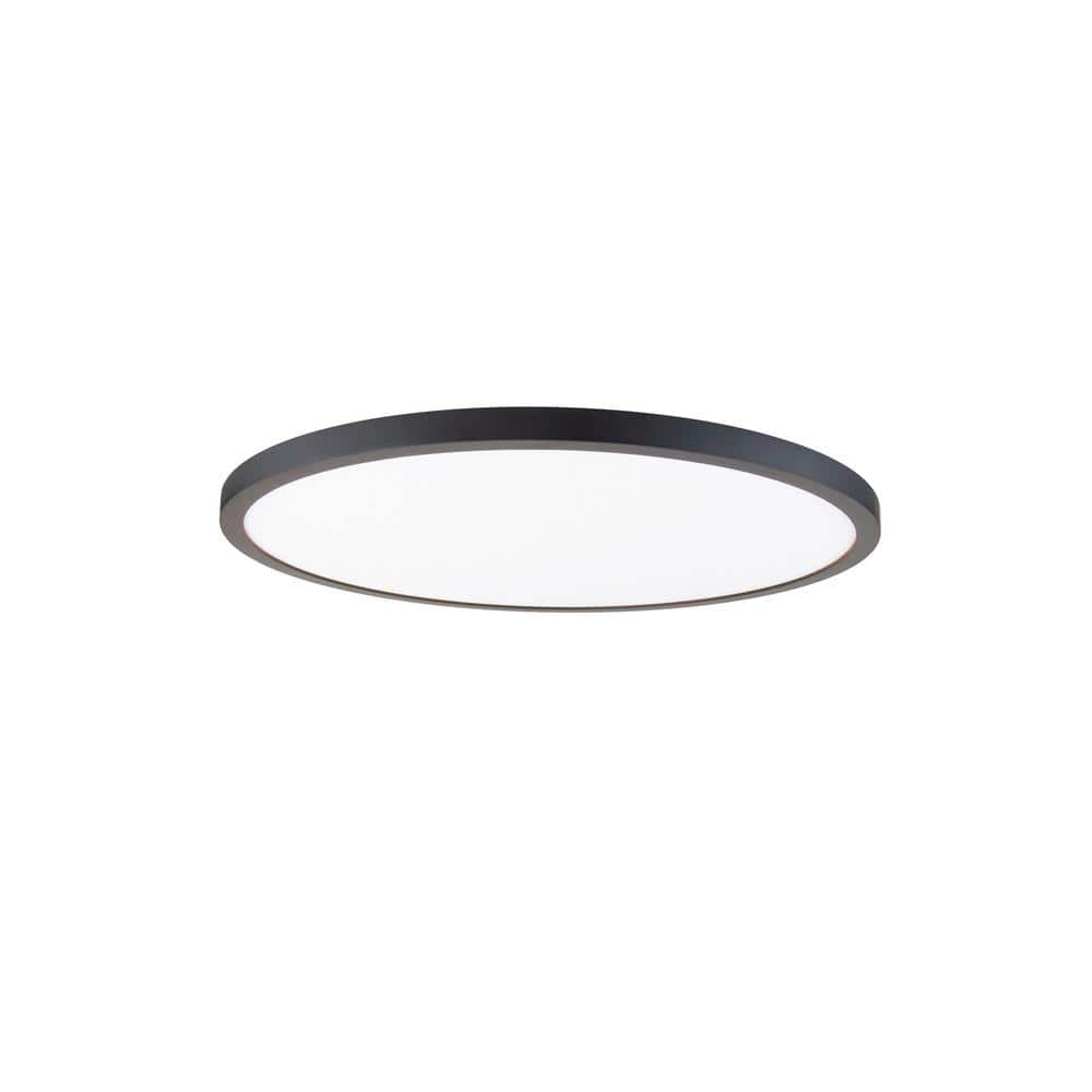 Sleek Edge-Lit Black Aluminum LED Flush Mount Light, 15"